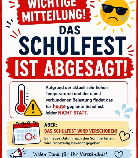 Schulfest entfällt!